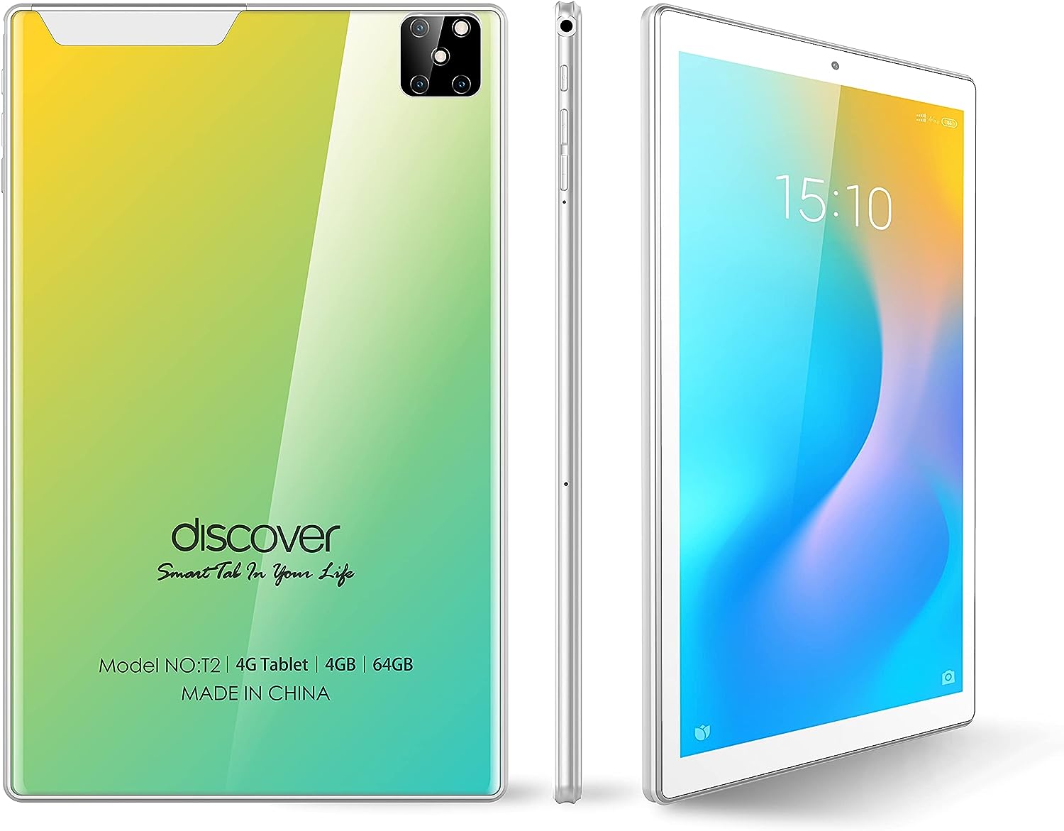 Discover T2, 4GB RAM, 64GB, 4G LTE, Yellow (10.1 Inch Tablet)