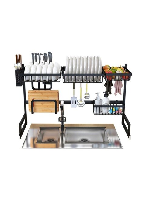 Generic - Stainless Steel Dish Drainer Rack Black 89X34X16Centimeter