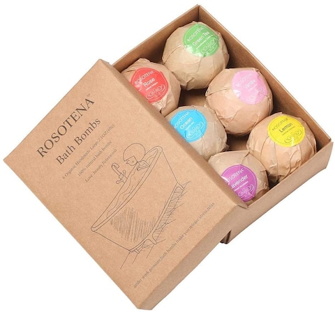 6pcs Bath Bombs Gift Set with Bath Bag,Dry Skin Moisturize,Perfect for Bubble &amp; Spa Bath Relaxation