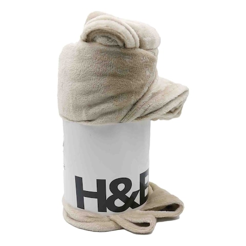 H&amp;B Flannel Blanket Taupe 160X220