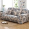 3-Seater Exquisitely Floarl Designed Wrinkle-free Anti-slip 360-degree Full Coverage Sofa Slipcover Beige/Blue