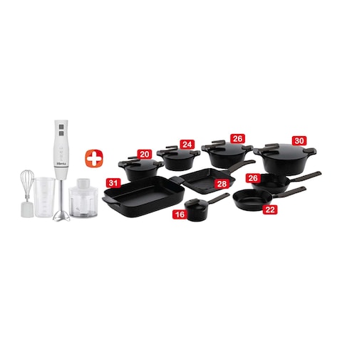 Pyrex Granite Set - 23 Pieces + Hand Blender
