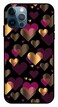 Theodor - Apple iPhone 12 Pro Max Case Pink &amp; Golden Heart Flexible Silicone Cover