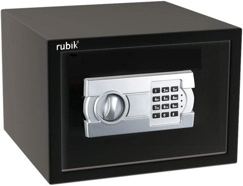Rubik A4 Document Size Safe Box for Home Office with Key and Pin Code Keypad for Cash Documents Jewelry Passports (25x35x25cm) Black