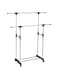 Generic - Double Pole Adjustable Extendable Clothes Rack Hanger Silver