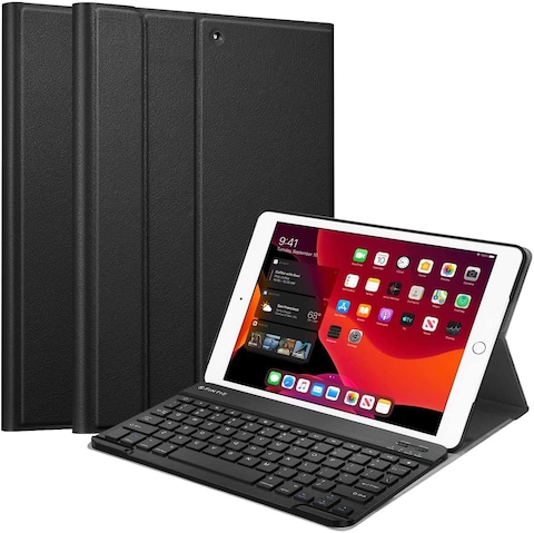 Ntech Keyboard Case For iPad 10.2 (2020 8Th Generation/ 2019 7Th Generation), Protective Smart Cover With Magnetically Detachable Wireless Keyboard For 10.2&quot; iPad 8 / iPad 7 -Black