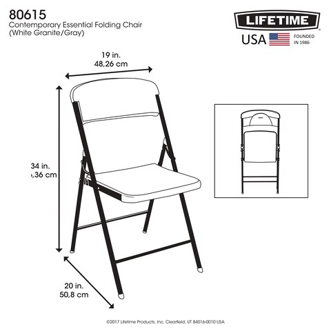 Lifetime Folding Chair, Residential, White Granite Colour, LFT-80615
