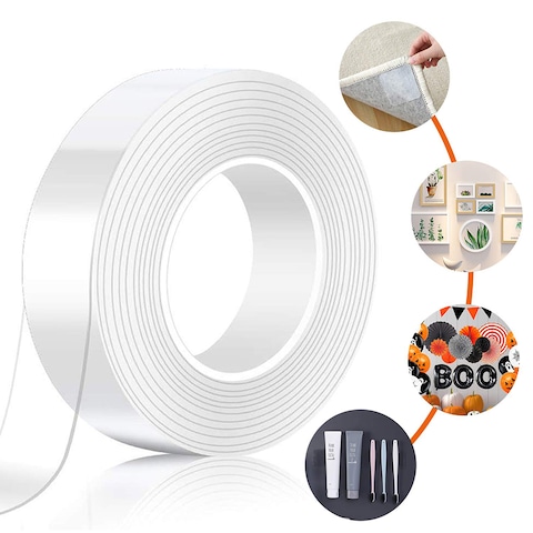 Generic-30mm x 2 Meters Nano Double Sided Tape Heavy Duty Washable Removable Traceless Nano Gel Grip Mounting Tape for Home Office Fix Carpet Mats 3CM*2 Meters/6.56FT