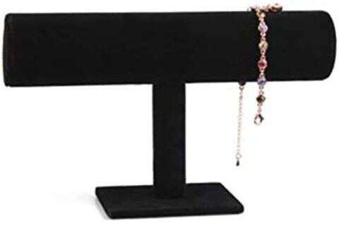 Generic 1Pcs Black Velvet Bracelet Chain Watch Winder T Bar Rack Jewelry Hard Display Stand Holder Jewelry Organizer
