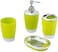 Bathroom Accessories Set 4 Piece Bath Ensemble with Smooth Surface Includes Soap Dispenser, Toothbrush Holder, Toothbrush Cup, Soap Dish for Decorative Countertop and Housewarming Gift, Lime Green