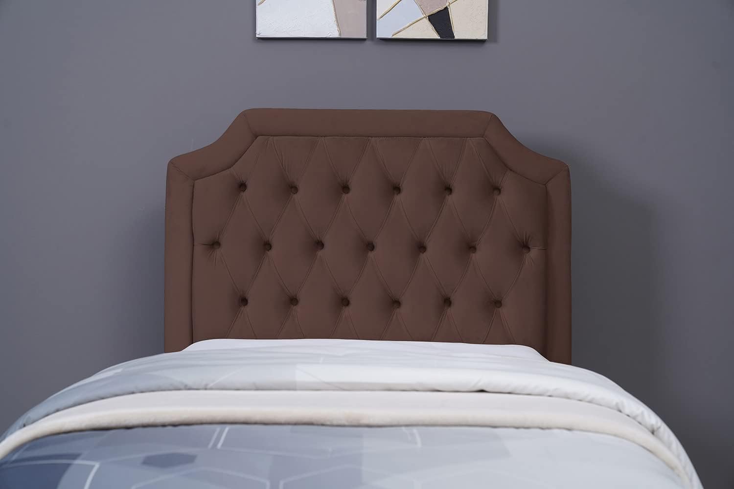 PAN Home Home Furnishings Andromeda Headboard Velvet Brown L-120: H-125cm 120x125 Brown