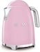 Smeg KLF03PKUK Retro Style Kettle, Water Level Indicator, 360 Swivel Base, Anti-Slip Feet, Soft Opening Lid, Stainless Steel, 3000 W, 1.7 Litre, Pink