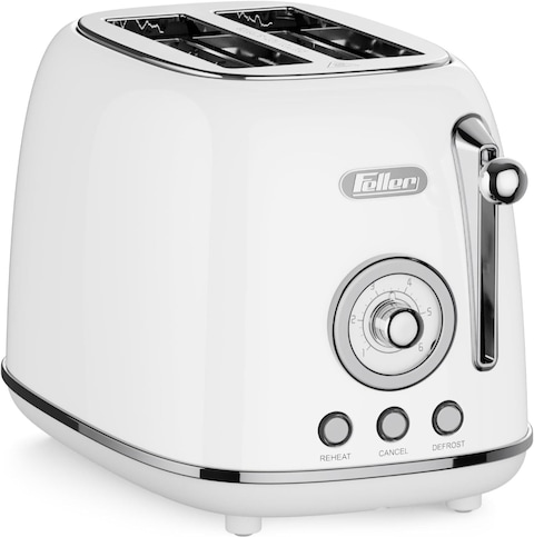 Feller Germany TO290 W Retro Style 815W Steel Body 2-Slice Toaster White