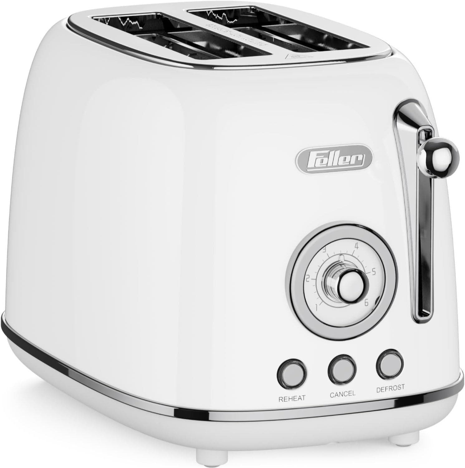 Feller Germany TO290 W Retro Style 815W Steel Body 2-Slice Toaster White