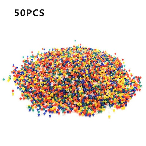 Generic - 50Pcs Soft Crystal Water Beads Colorful Paintball Bullets For Water Toy Pearl Shaped Soil Mud Grow Magic Jelly Balls (Multicolor)