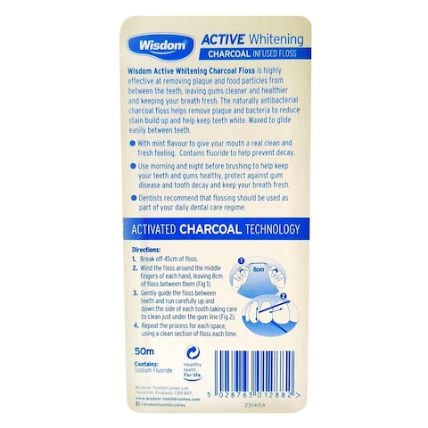 Wisdom Active Whitening Charcoal infused Floss 50mm
