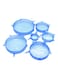 Generic 6Pcs Silicone Stretch Lids Reusable Lids Fit Various Sizes Food Saving Covers For Cups Bowls Cans Translucent Blue 21*4*21Cm