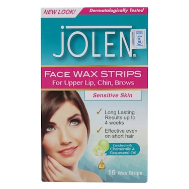 Jolen Chamomile And Grapeseed Oil Face Wax Strips 16 Strips