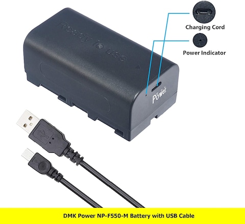 DMK Power USB DC Rechargeable NP-F550 NP-F570 Battery 2000mAh for LED Video Light and Monitor only