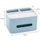 Aiwanto Plastic Tissue Box (Blue) And 5 Pack Disposable Face Towel Desktop Tissue Holder Plastic Tissue Box