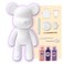 DIY PAINT YOUR OWN BEARBRICK BEAR FIGURE KIT (7 inch - 18 cm) Pour Over Acrylic Fluid Paint and create a unique display piece. COLORS: Light-Pink, Dark-Purple, Light-Purple