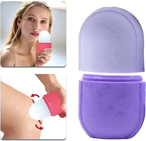 Roller Face Massager,Reduce Acne Beauty Tool Ice Globe Contour Lifting Tool Ice Balls Mould Silicone Ice Cube Tray Facial(Purple)