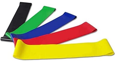 Generic 5 Color Body Building Yoga Stretch Bands Fitness Resistance Belt Fitness Rubber Band Elastic Exercise Straps