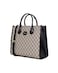 AMICA Valentina Top Handle Monogram Print Canvas - Leather Trim with Detachable Strap in Black