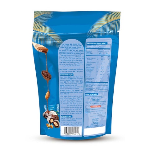 Carrefour Almond Milk Chocolate and Coconut Dates, 100g Pack of 4