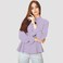 KIDWALA Size M,  Women'S Tops, Tees &amp; Blouses Ruffled Turtleneck Lantern Sleeves Lavander Swiss Dot Blouse With Elastic Waistband &amp; Back Covered Button