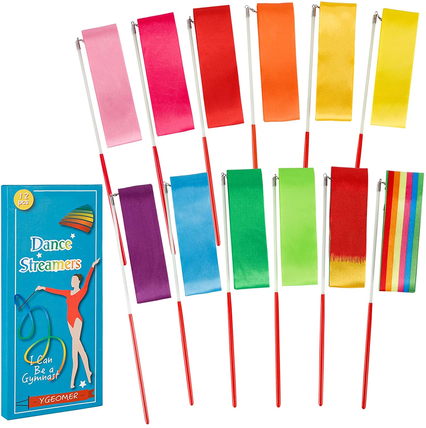 Buy Ygeomer 12Pcs Rhythmic Dance Ribbons Gymnastics Ribbon Streamers ...