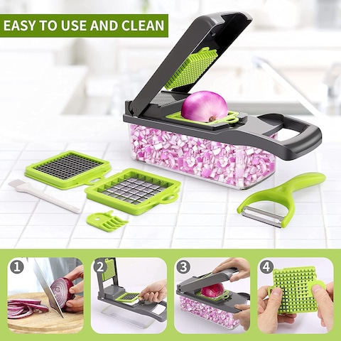 Generic Vegetable Cutter Cube Cutter Vegetable Chopper Vegetable Slicer Suitable For Grating Slices 14 In 1 Multifunctional Cutter Cucumber Slicer Fruit Cutter Potato Cutter