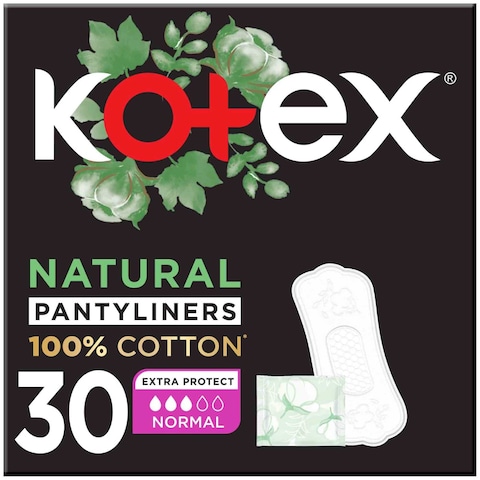 Kotex Natural Panty Liners 100% Cotton Normal Size 30 Daily Panty Liners