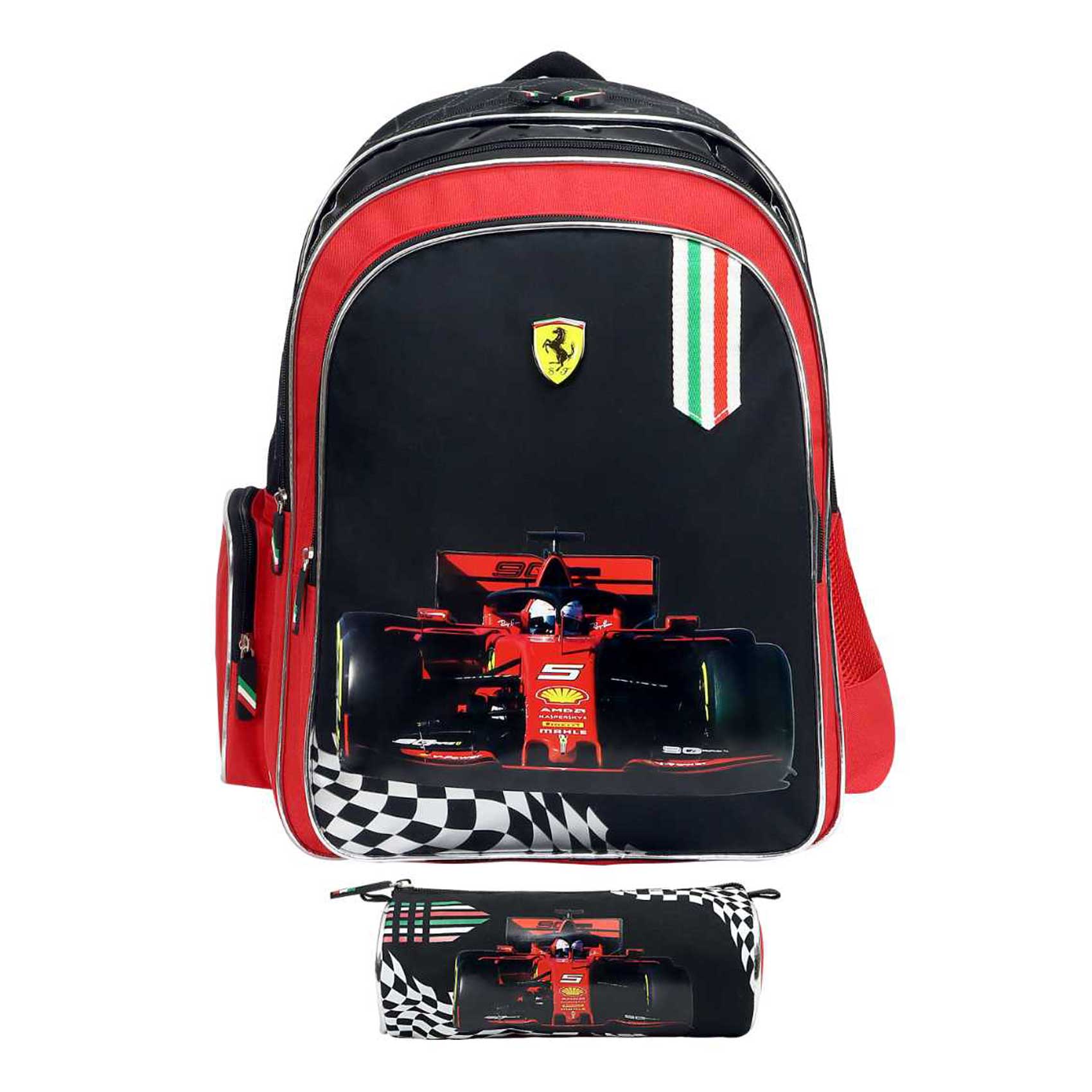 Buy Ferrari Printed Backpack 18inch With Pencil Case Multicolour Online ...