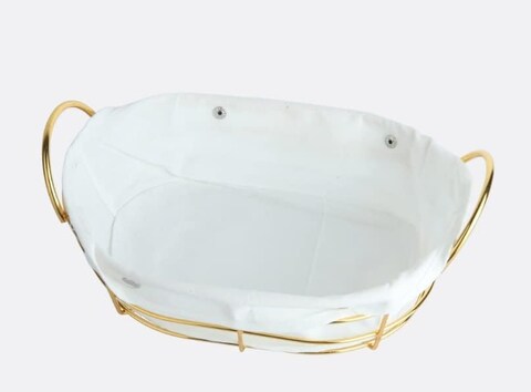 Atraux Metal Small Oval Bread Basket With Fabric Lining (26Cm*19Cm*7.5Cm)