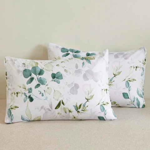 Luna Home King Size 6 Pieces, Green Leaves Design Bedding Set