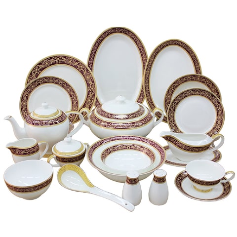 XIANGYU Dinner Set Porcelain Gold, 115pcs tea set. New Ceramic Bone China, The rich and colorful designs with real 24K gold.