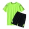 Mei Stylish Mens Short and T-shirt Tracksuit Sports Suit Activewear Set, XXL Size, Green &amp; Black