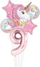 Party Time Pink Unicorn 9th Birthday Balloon Decorations, Foil Balloon Set Pack of 6 - Number 9 Rose Gold Number Foil Balloon 40" Unicorn Theme 9th Birthday Decoration Supplies