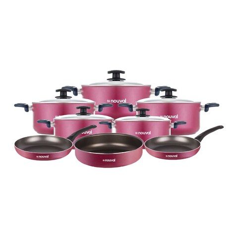 Nouval Timeless Cooking Pots, 16-18-20-22-26 - 10 Pieces + Frying Pans, 18-24 - 2 Pieces + Oven Tray - Size 24