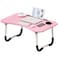 LINGWEI Foldable Laptop Table Bed Table Bed Tray  Laptop Desk Reading Table Stand Portable Lap Desk Notebook Stand Laptop Stand with Ipad and Cup Holder Pink