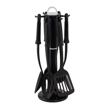 Tefal Zahran Nylon Utensils Set - 5 Pieces + Stand - Black