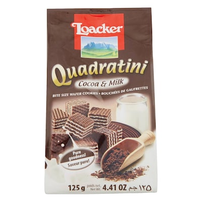 Loacker Quadratini Cocoa And Milk Wafer 125g