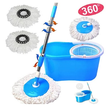 HYX Spin Mop and Bucket Set, 360&deg; Spin Mop And Bucket with Wringer Set And 2 Microfiber Mop Refills, Extended Handle Spinning Mop Bucket System For Floor Cleaning