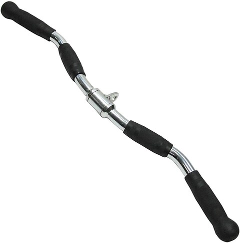 Max Strength Barbel Machine Cable Attachment Pro Grip Revolving Non Slip Handle Bar Pro Grip Revolving Pull Down Lat Bar-Silver, For Bicep Tricep