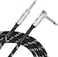 Mike Music 1/4 Inch Tweed Cloth Jacket Right-Angle Guitar Instrument Cable - 5 Meter (Black) (5 meter, Black)