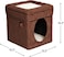 Midwest Homes For Pets 137-BR "The Original" Curious Cat Cube, Cat House/Cat Condo In Brown Faux Suede &amp; Synthetic Sheepskin