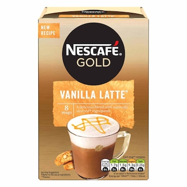 Nescafe Gold Vanilla Latte Coffee 148g x 8 Sachets