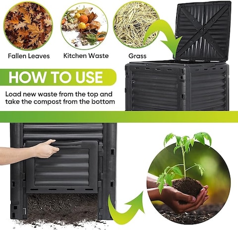 Egardenkart Compost Bin 300 Litre Garden Composter Bin Composting Waste Box Recycling Eco Storage.
