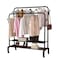 Uujuly Clothes Drying Rack, 120x59x155cm 2 Layers Clohtes Hanger Racks with 2 Layers Shoe Racks(Black)